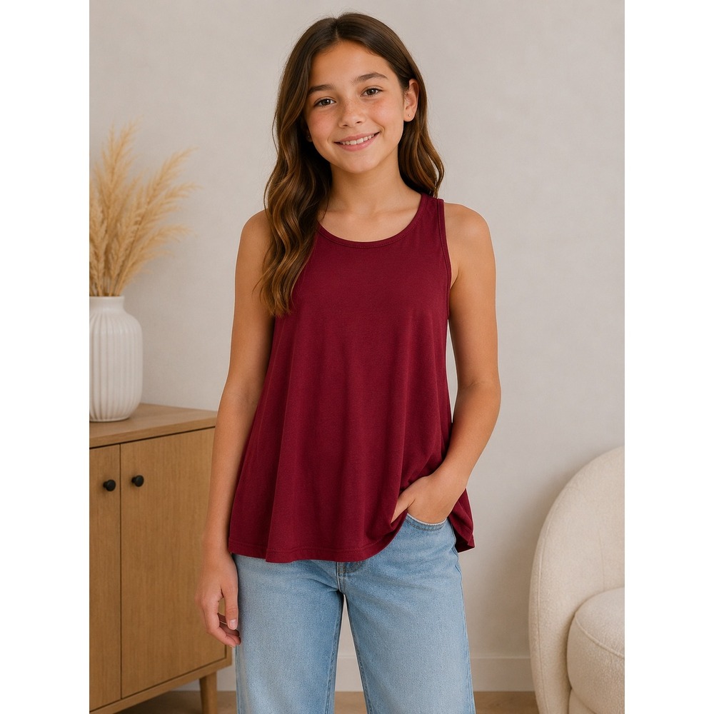 Color Bear Kids Burgundy Rayon Spandex Sleeveless Swing‎ Tank GD 300 Size 6-7